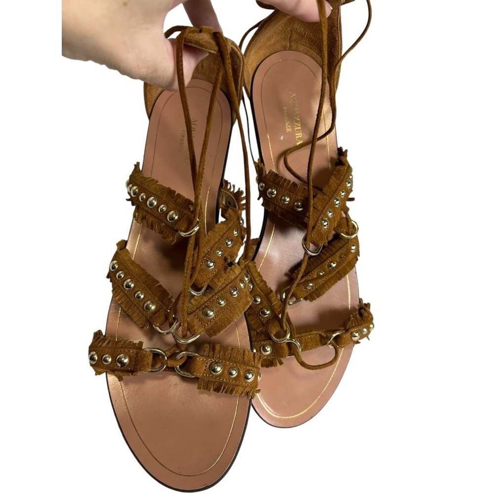 Aquazzura Firenze Women’s Strappy Sandals Size 39 Made In Italy Boho Hippie - Picture 3 of 5